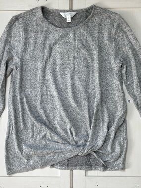 Market & Spruce Gray Twist Front 3/4 Sleeve Knit Top Size Medium